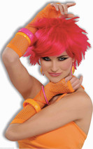 Long Orange Fingerless Fishnet Gloves 80&#39;s To The Maxx Punk Rocker Goth - £7.02 GBP