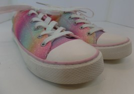 The Childrens Place Girls Shoes Size 6 Rainbow Glitter Lace Up Athletic Sneakers - £23.67 GBP