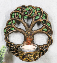 Wiccan Celtic Knotwork Tree Of Life Votive Candleholder Wall Sconce Plaque Decor - £21.52 GBP