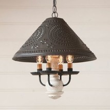 Homespun Shade Light Chandelier in Vintage White - 4 Arm image 2