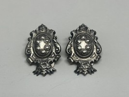 Antique Crest Clip-On Earrings Angels Cherubs Vintage Estate Jewelry CV JD - $9.89