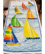 Vintage Hiltex Beach Bath Towel Ocean Sailboats 100% Cotton Terry Cloth ... - £18.31 GBP