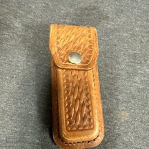 Vintage Brown Leather Folding Knife Case/Holder Only for Belt Made in USA - £5.93 GBP