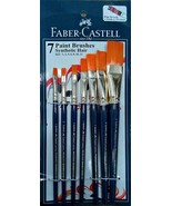 Pack of 7 Faber Castell Paint Brush Set Flat Art Craft Student School Ho... - £21.31 GBP