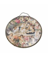 Round Wall Decor Victorian Whimsy Girls And Cats Round w/chain - $42.75