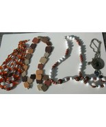 Vintage Lot of 4 Multi Strand Amber Lucite Wood Plastic Metal Beaded Nec... - £20.61 GBP