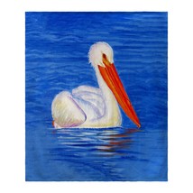 Betsy Drake White Pelican Portrait Throw - £50.61 GBP