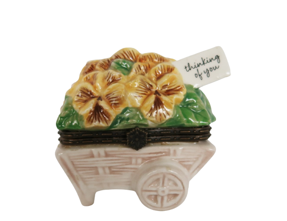 Flower Cart Trinket Box Ceramic Treasure Keepsake Hallmark Thinking Of You - £15.61 GBP