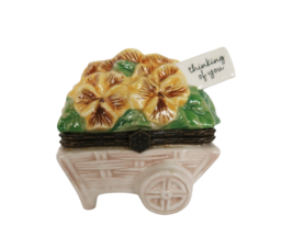 Flower Cart Trinket Box Ceramic Treasure Keepsake Hallmark Thinking Of You - $19.99