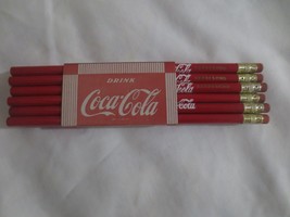 Coca Cola 12 Pack Red Pencils  Drink Coca Cola Refreshing etched a side faded - £7.91 GBP