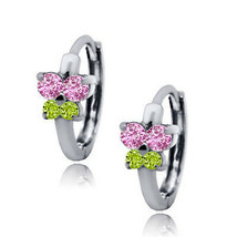 Women&#39;s Stylish 14k Solid WG Birthstone Rose Peridot Huggie Butterfly Earrings  - £24.91 GBP