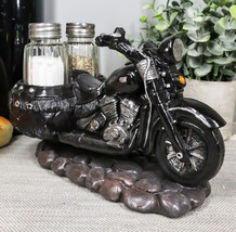 Retro Black Chopper Road Hog Motorcycle Salt And Pepper Shakers Holder F... - $487.10 MXN