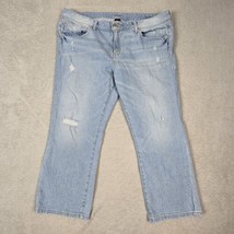 A New Approach Jeans Womens Size 16 Cropped Capri Light Wash Distressed ... - $19.94