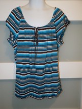 Zoey Beth Cap Sleeve Striped Y2K Shirt Size L Women&#39;s - $13.65