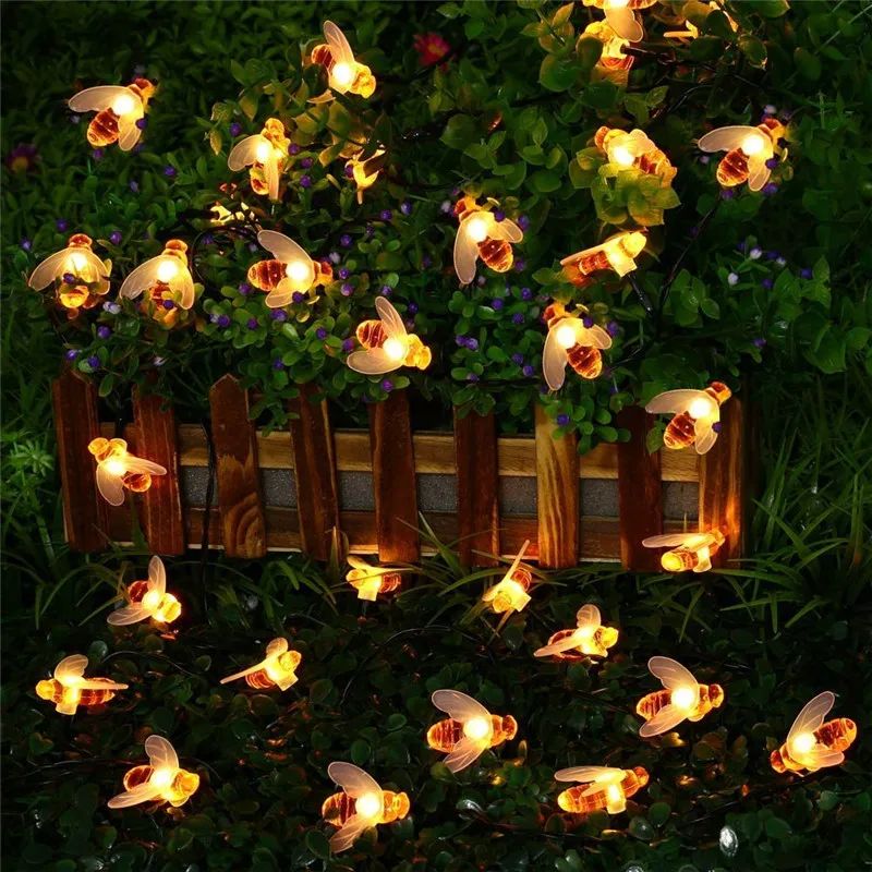 33ft String Light 10M 50 LED Solar String Honey  Shape Warm Light Garden Decorat - £148.65 GBP