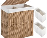 Laundry Hamper With Lid, No Install Needed, 110L Wicker Laundry Baskets ... - £73.12 GBP