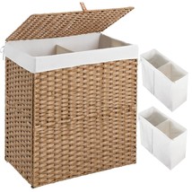 Laundry Hamper With Lid, No Install Needed, 110L Wicker Laundry Baskets Foldable - £73.71 GBP