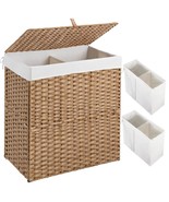 Laundry Hamper With Lid, No Install Needed, 110L Wicker Laundry Baskets ... - £72.33 GBP