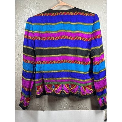 Adrianna Papell Top Dressy Formal Jacket 100% Silk Multicolor Fit Womens Size 8 Item image 4