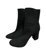 Born Meggs Black Knit Block Heel Sock Booties Boots Womens Size 7.5M - £19.53 GBP