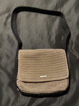 The Sak Crochet Shoulder Bag Tan &amp; Black Knit Crossbody Purse Lined Inte... - €21,28 EUR
