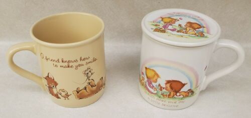 Vintage 1983 Hallmark Mug Mates Friends Make Your Day Coffee Tea Cup Lot of Two - £27.45 GBP