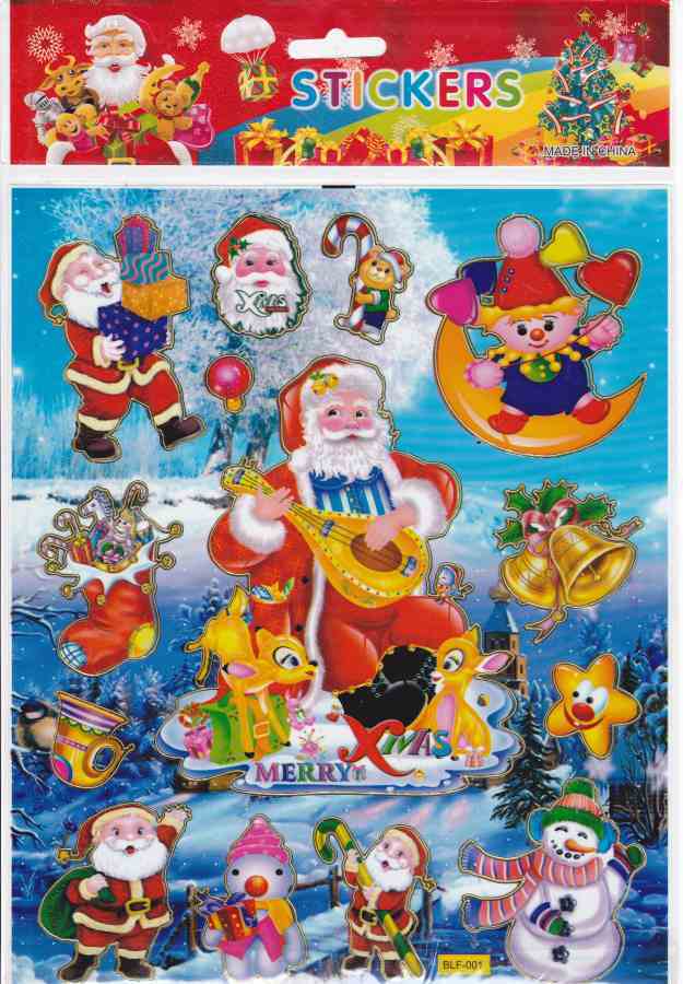 D449 Xmas christmas Santa Snowman Sticker Decal Kids Craft 25x20 cm / 10... - $1.99