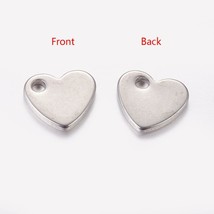 5 Metal Stamping Blanks Silver 10mm Blank Charms Stainless Steel Heart - £2.18 GBP