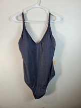 Kona Sol Sparkle Swimsuit Womens Size Large Gray Spaghetti Strap V Neck Pull On - £13.34 GBP