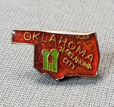 Vintage Oklahoma State Outline Tulsa Enamel Hat Pin Lapel Badge .5&quot; Pinb... - $11.88