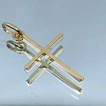 Unisex Greek Handmade Shiny Diamond Polish Lustrous Cross 14k Yellow Gold  - £148.66 GBP