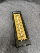 Vintage 2.5”x8” Celluloid? Wall or Room Thermometer Black/ Tan Fahrenhei... - £27.24 GBP