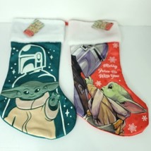 The Mandalorian Christmas Stocking 18&quot; Star Wars Red Green Stocking Lot ... - $24.74