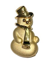 Vintage Gold Tone Smiling Happy Snowman Frosty Pin Brooch Unsigned - $19.99