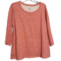 Isaac Mizrahi Live Womens Tshirt Peach XL Cotton Polka Dot 3/4  Sleeve P... - £16.34 GBP