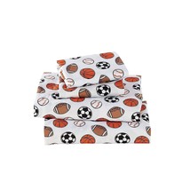 Multicolors Sports Basketball Soccer Football Baseball Fun 3 Piece Printed Twin  - £36.35 GBP