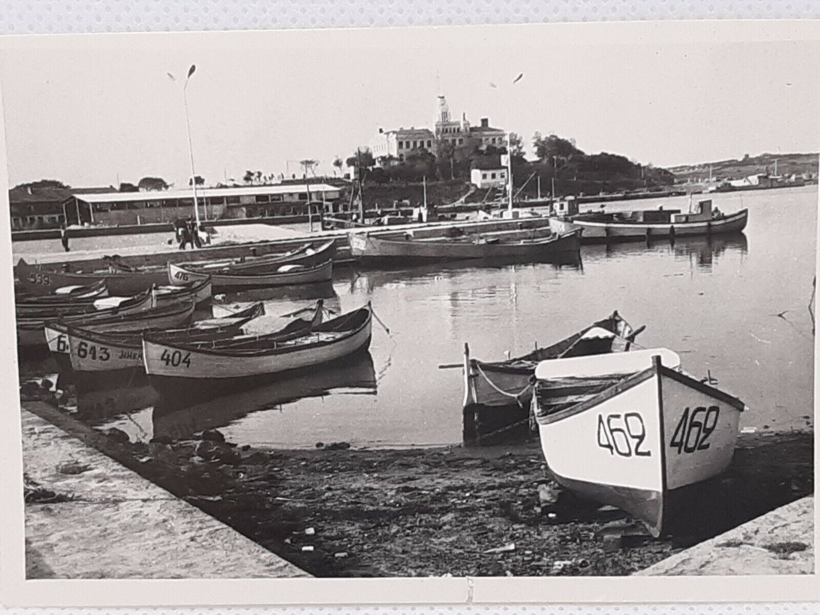 Primary image for Wooden Boats on Shore & at Dock Harbor Original Photo 1940's