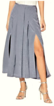 PAIGE Midi High Slit Pleated Skirt Sz-L Granite - £70.74 GBP