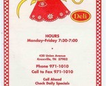 Goldie&#39;s Deli Menu Union Avenue Knoxville Tennessee 1995 - £13.96 GBP