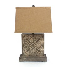 4.75 X 11.75 X 24.75 Brown Vintage With Khaki Linen Shade - Table Lamp - £273.24 GBP