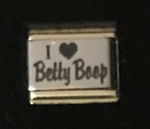 Primary image for I Heart love Betty Boop GOLD TRIM ITALIAN CHARM Link 9MM K2022BG10