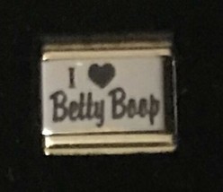 I Heart Love Betty Boop Gold Trim Italian Charm Link 9MM K2022BG10 - £10.66 GBP