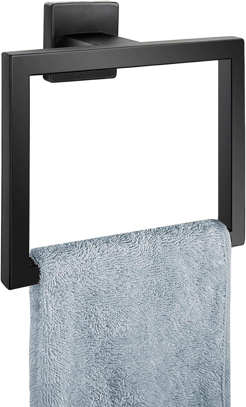 Matte Black Towel Ring,Square Hand Towel Holder,Towel Hanger, Bathroom, ... - $37.93