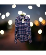 NWT Abercrombie Kids Flannel Shirt Girls Size Large Long Sleeve Blue Pin... - $17.81