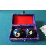 Chinese Dacige Baoding Balls Hand Chimes in blue  Tapestry box, new orig... - £30.81 GBP