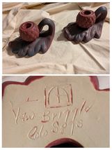 Pair Of Van Briggle Pottery Acorn Leaf Candle Holder Handle Matte Purple... - $125.36