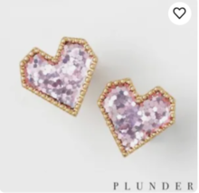 Plunder Earrings (New) Sweet Love - Sequin Heart - .75&quot; Stud - (PPE2331) - £12.64 GBP