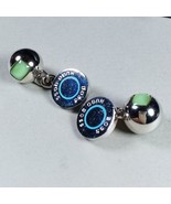 Hugo Boss Signature Round Blue Line Cufflinks Jade Green Detail in Box RARE - $61.54 CAD
