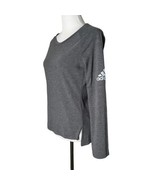 Adidas Women&#39;s Long Sleeve Pullover Top Logo on Sleeve Gray White Size S - £12.45 GBP