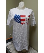 4th Of July T-Shirt Hybrid Medium White USA Map Patriotic 100% Cotton 161M - $142.36 MXN
